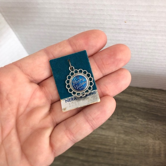 Vtg NOS Sterling Silver Happy Birthday Pendant - Picture 5 of 7